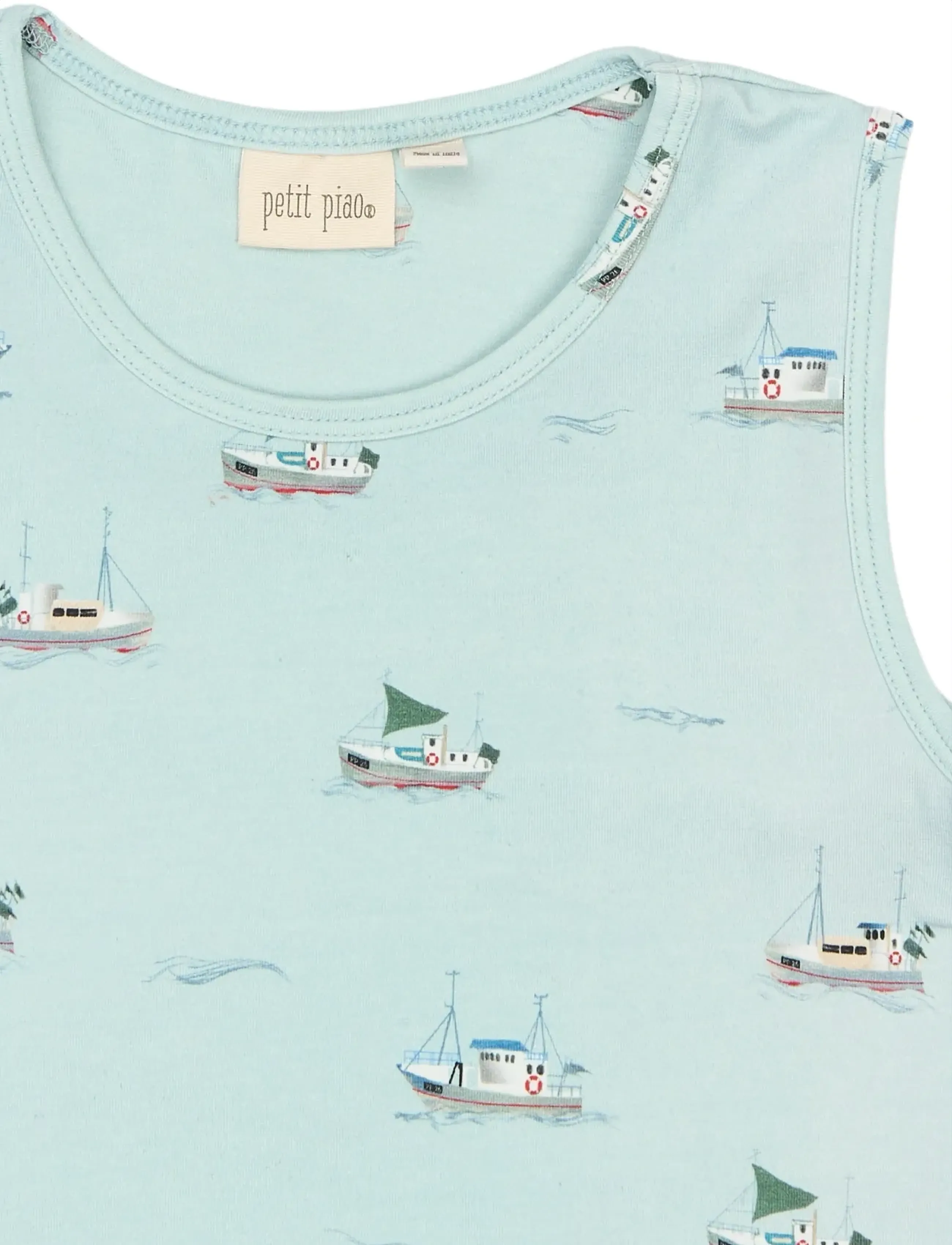 Petit Piao - PPStar Boys Undershirt 2-pack - tanktops - illusion blue boat aop - 4