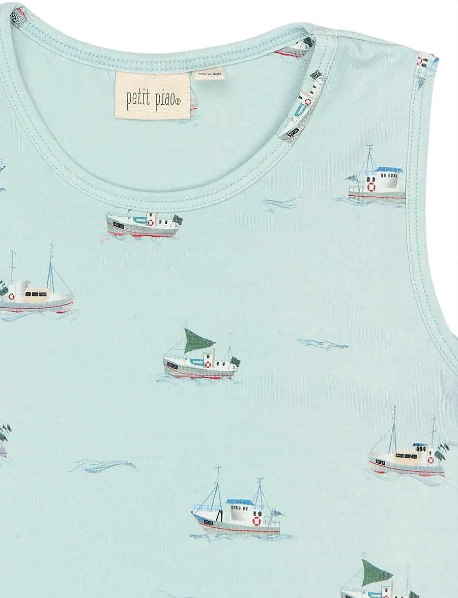 Petit Piao - PPStar Boys Undershirt 2-pack - tanktops - illusion blue boat aop - 4
