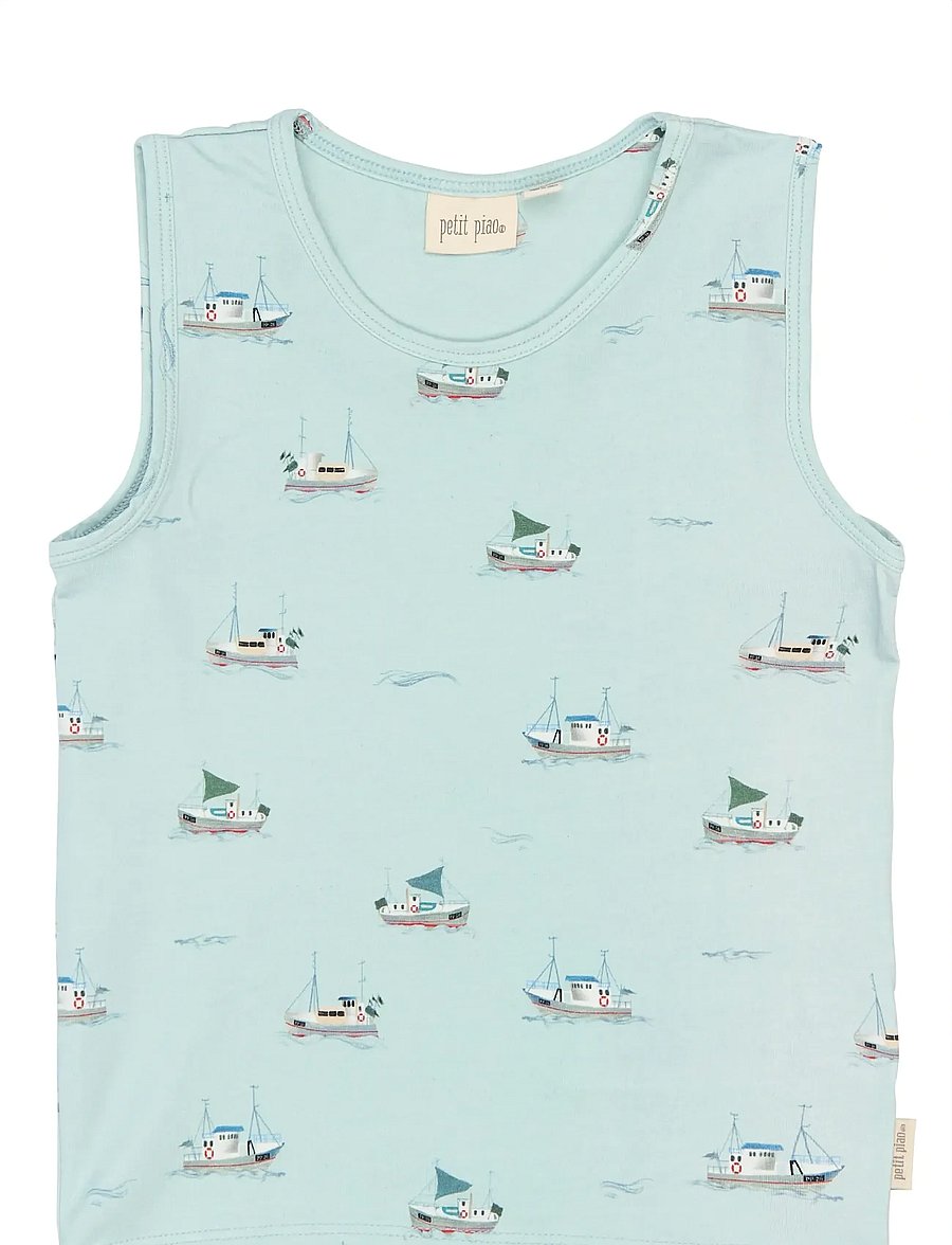 Petit Piao - PPStar Boys Undershirt 2-pack - tanktops - illusion blue boat aop - 5