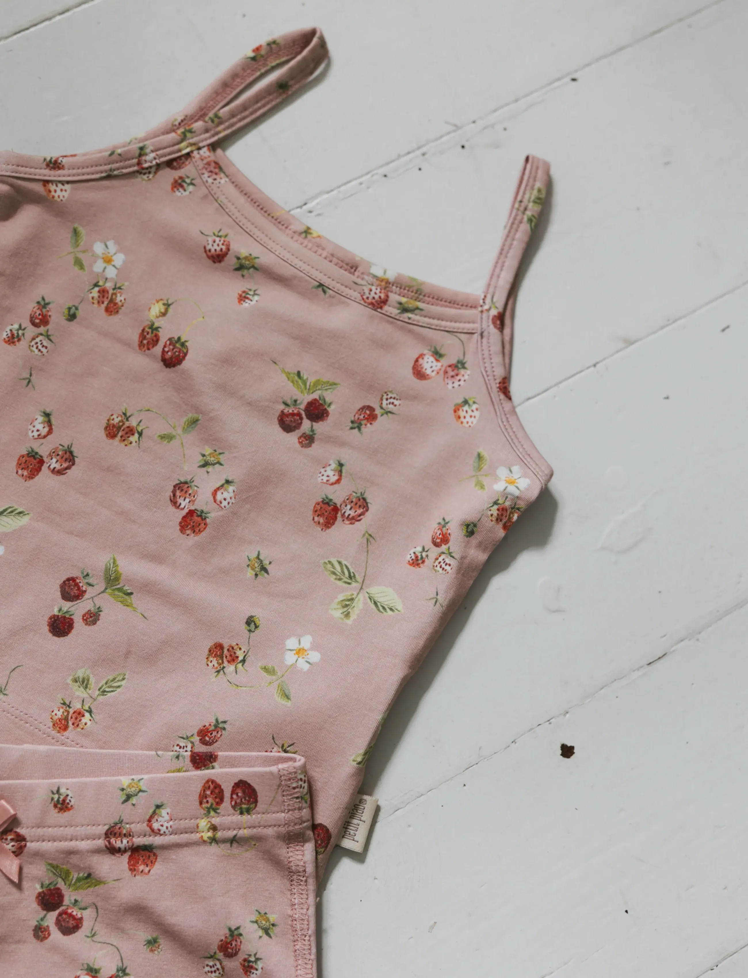 Petit Piao PPStar Girls Undershirt 2-pack - Overdele - MISTY ROSE STRAWBERRY AOP / pink/rose