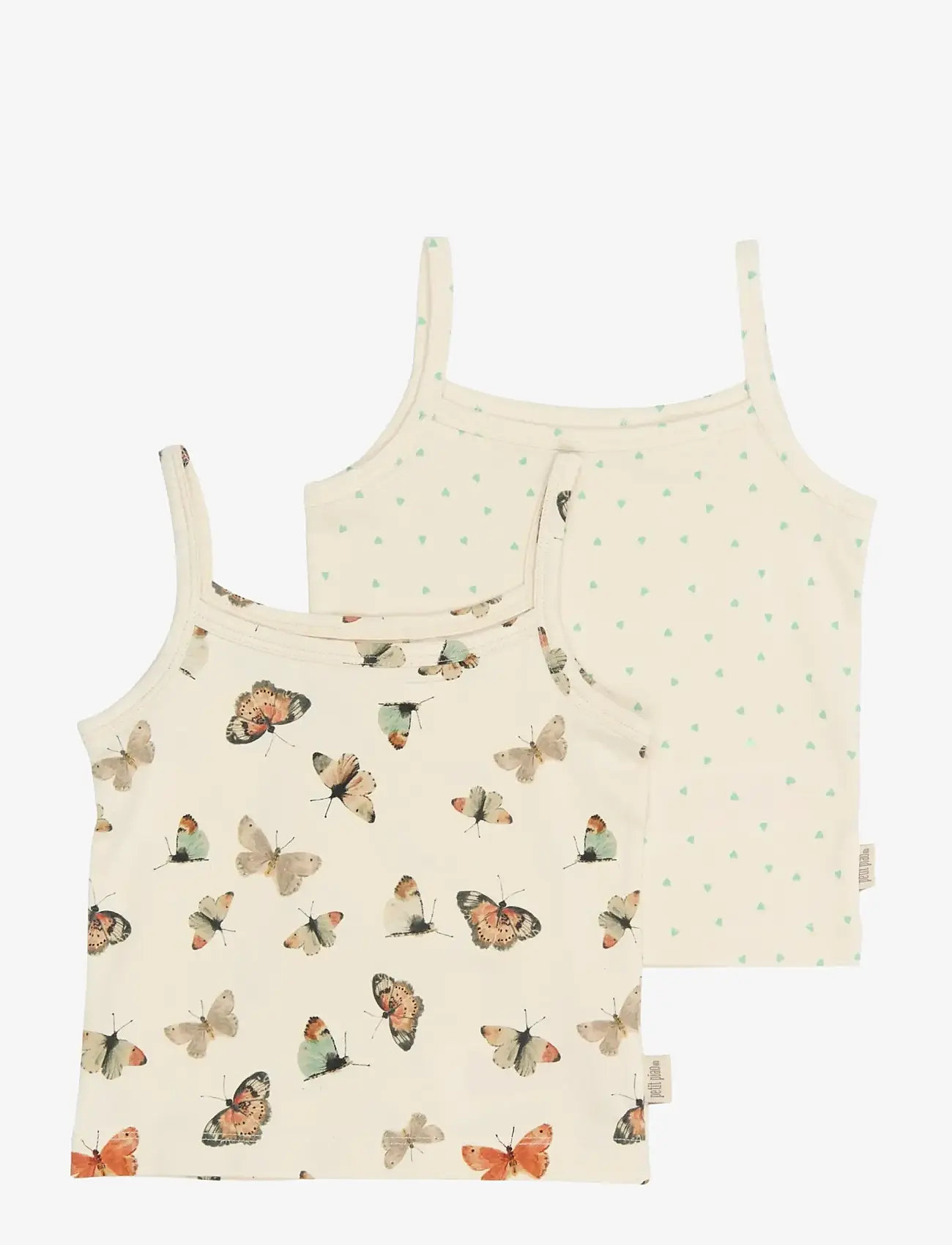 Petit Piao - PPStar Girls Undershirt 2-pack - tank top - eggnog butterfly aop - 0