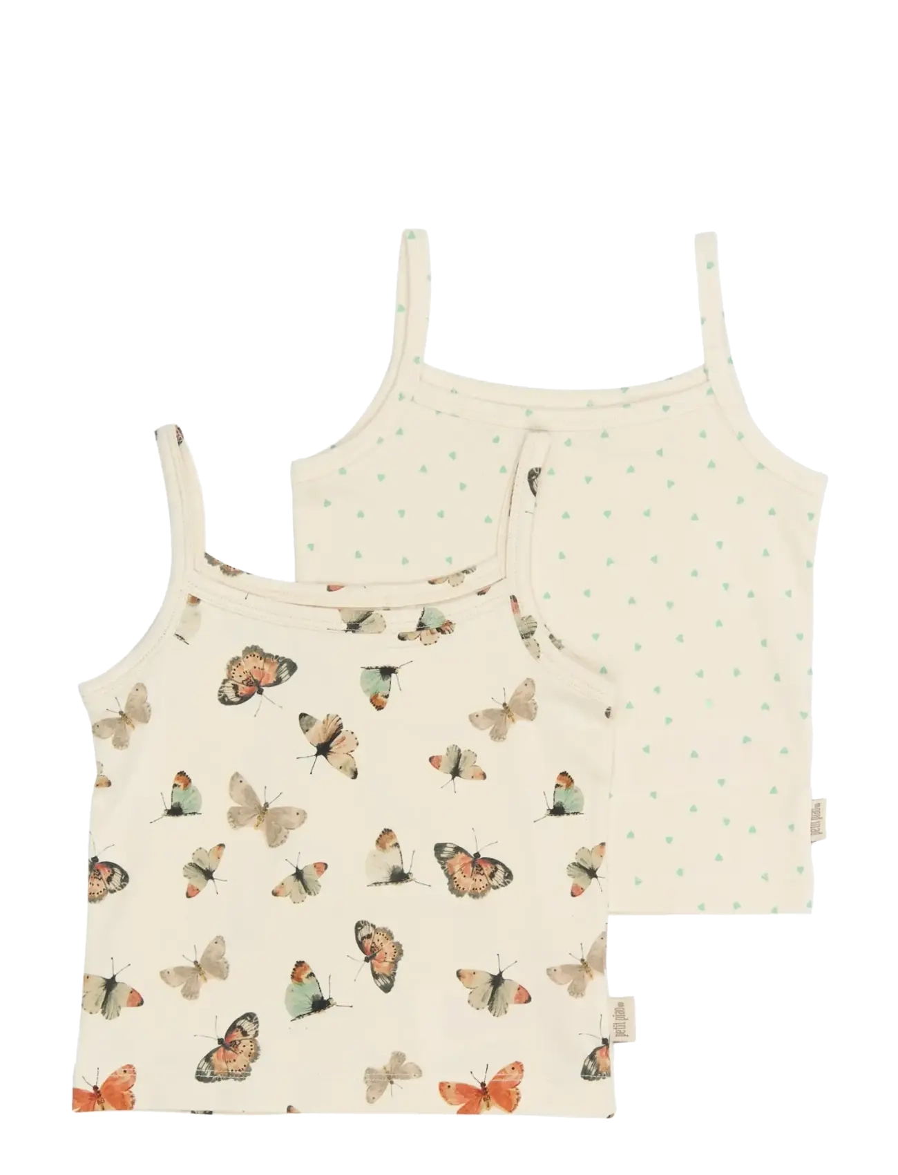 Petit Piao PPStar Girls Undershirt 2-pack - T-shirts - EGGNOG BUTTERFLY AOP / cream