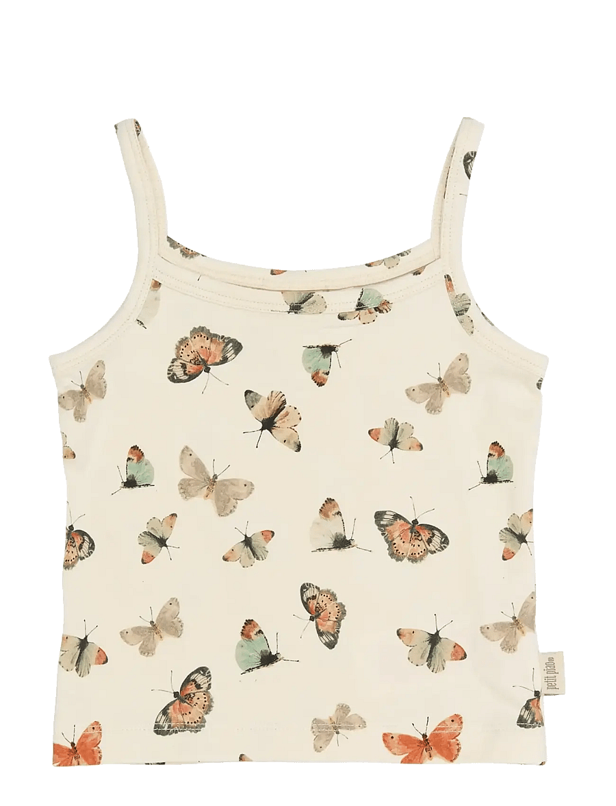 Petit Piao - PPStar Girls Undershirt 2-pack - linnen - eggnog butterfly aop - 3