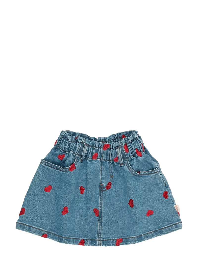 Petit Piao - PPEva Denim Skirt - denimnederdele - light blue denim emb - 0