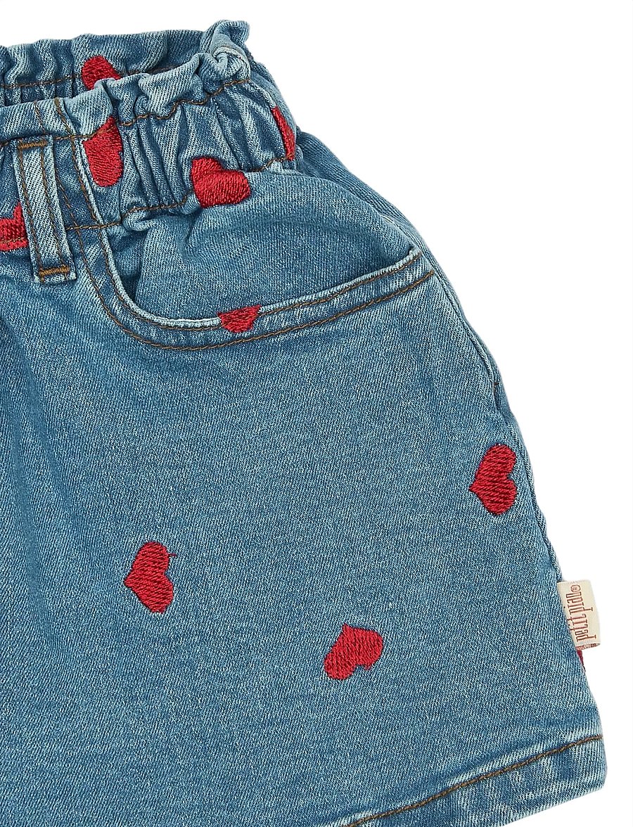 Petit Piao - PPEva Denim Skirt - jeanskjolar - light blue denim emb - 2