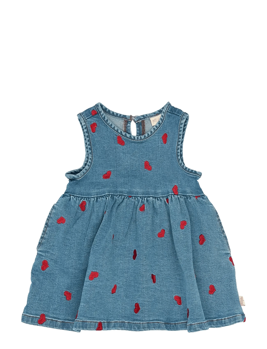 Petit Piao - PPEva S_L Denim Dress - Ærmeløse hverdagskjoler - light blue denim emb - 0