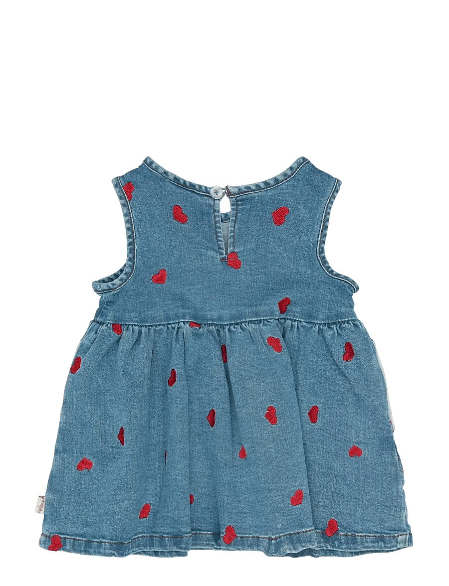 Petit Piao - PPEva S_L Denim Dress - Ærmeløse hverdagskjoler - light blue denim emb - 1