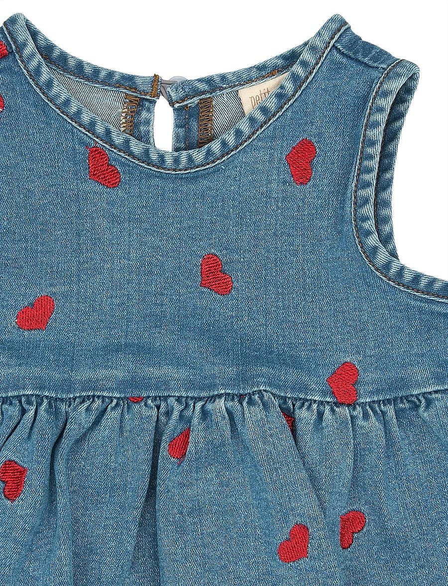 Petit Piao - PPEva S_L Denim Dress - Ärmellose freizeitkleider - light blue denim emb - 2