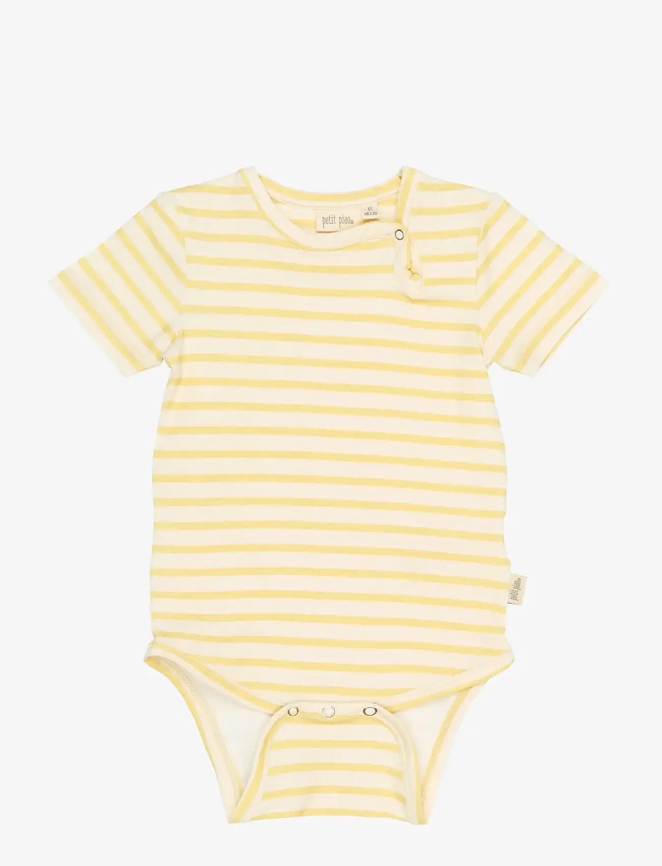 Petit Piao - PPSun S_S Body - lühikeste varrukatega bodid - dusky citron striped - 0