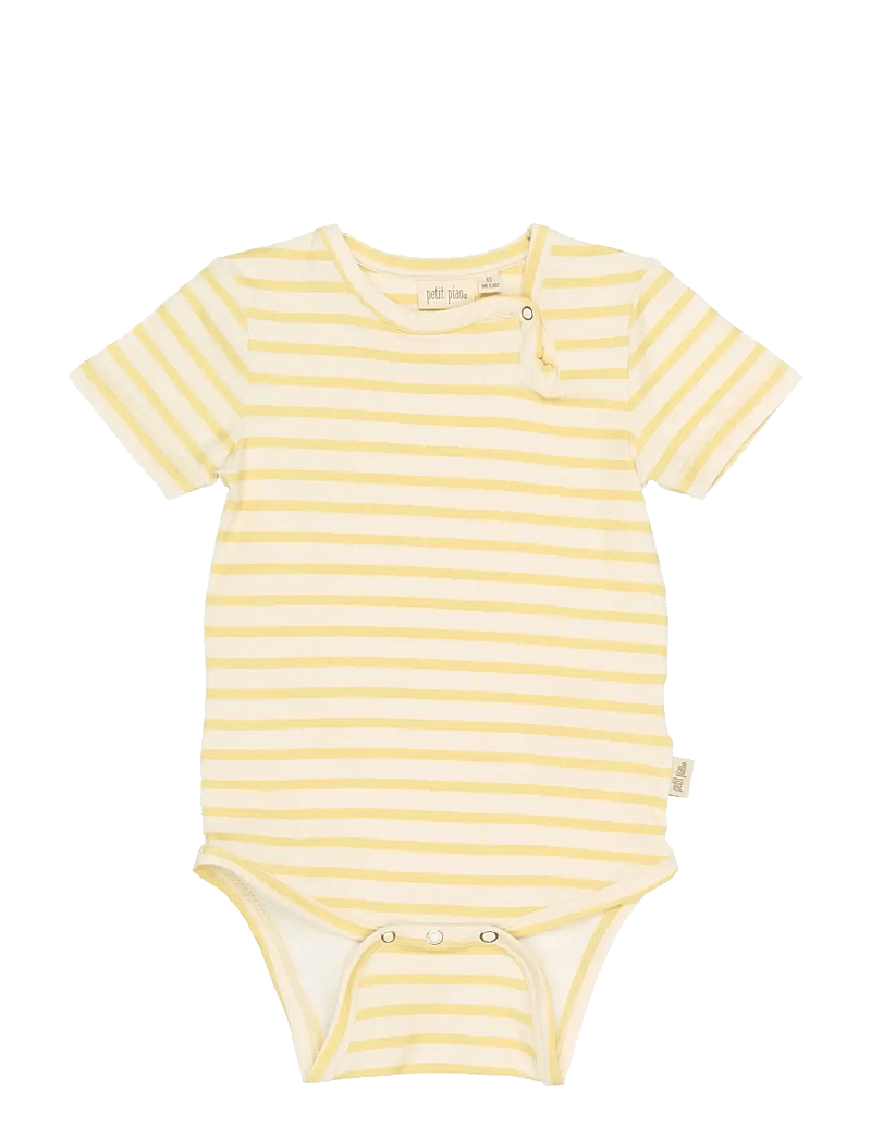 Petit Piao - PPSun S_S Body - lühikeste varrukatega bodid - dusky citron striped - 0