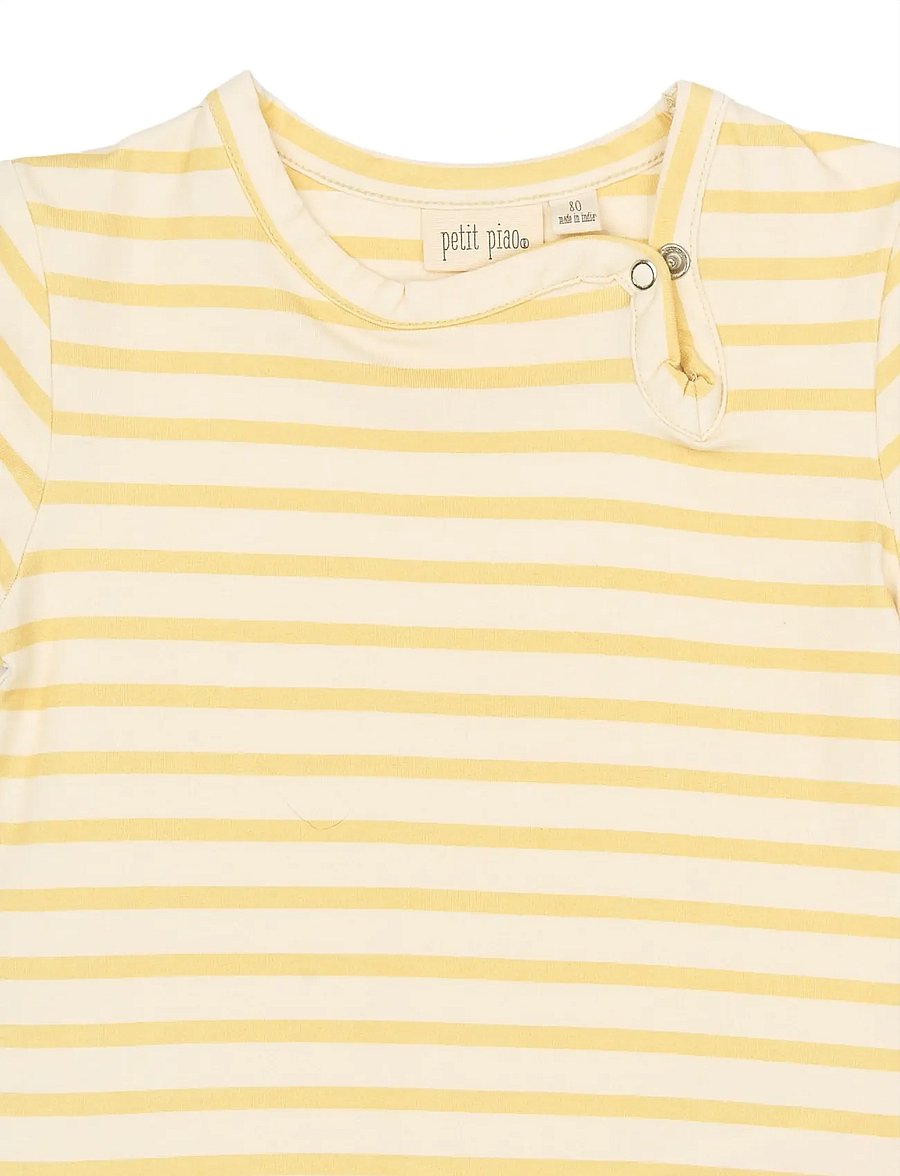 Petit Piao - PPSun S_S Body - kortärmade bodies - dusky citron striped - 2