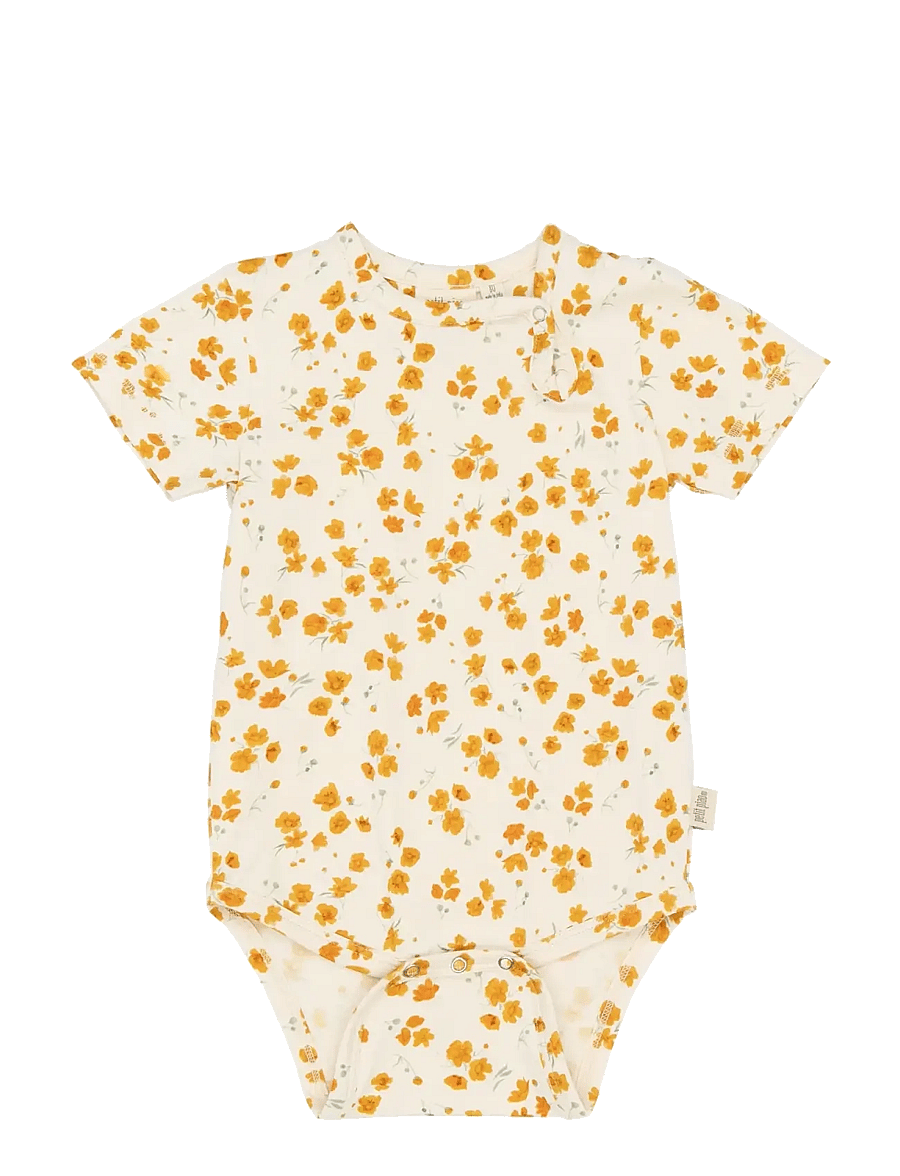 Petit Piao - PPSun S_S Body - kurzärmelige bodys - eggnog buttercup aop - 0