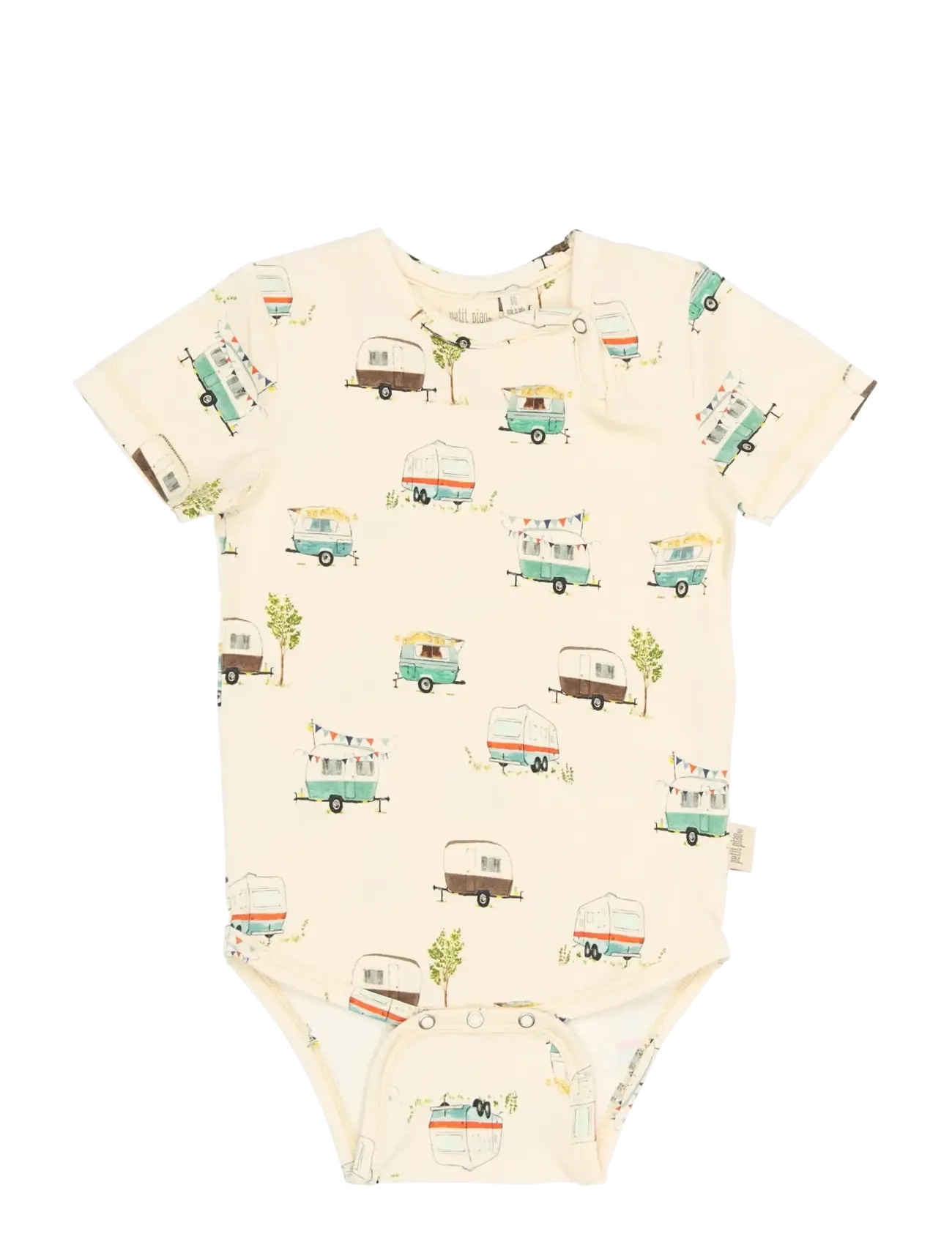 Petit Piao PPSun S_S Body - Kurzärmelige Bodys - EGGNOG CAMPER AOP / cream