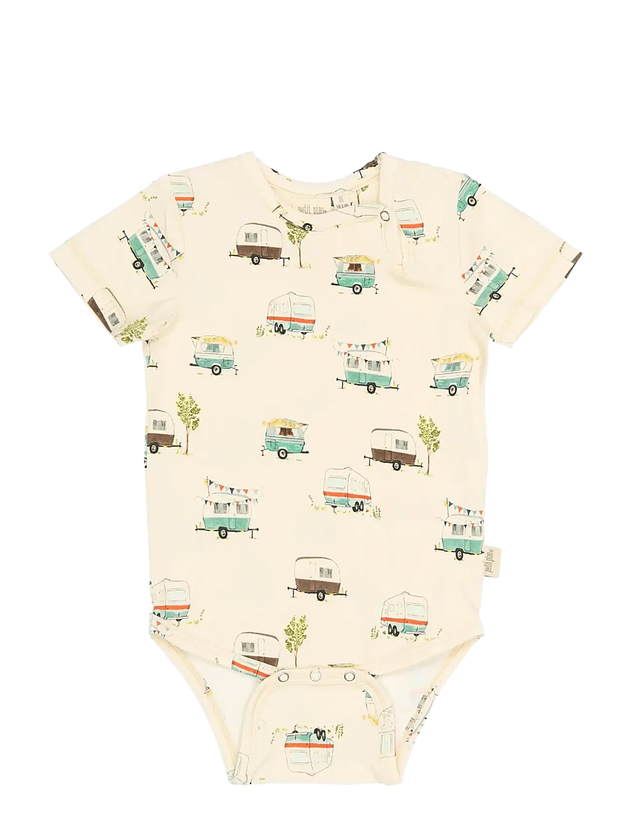 Petit Piao - PPSun S_S Body - lühikeste varrukatega bodid - eggnog camper aop - 0