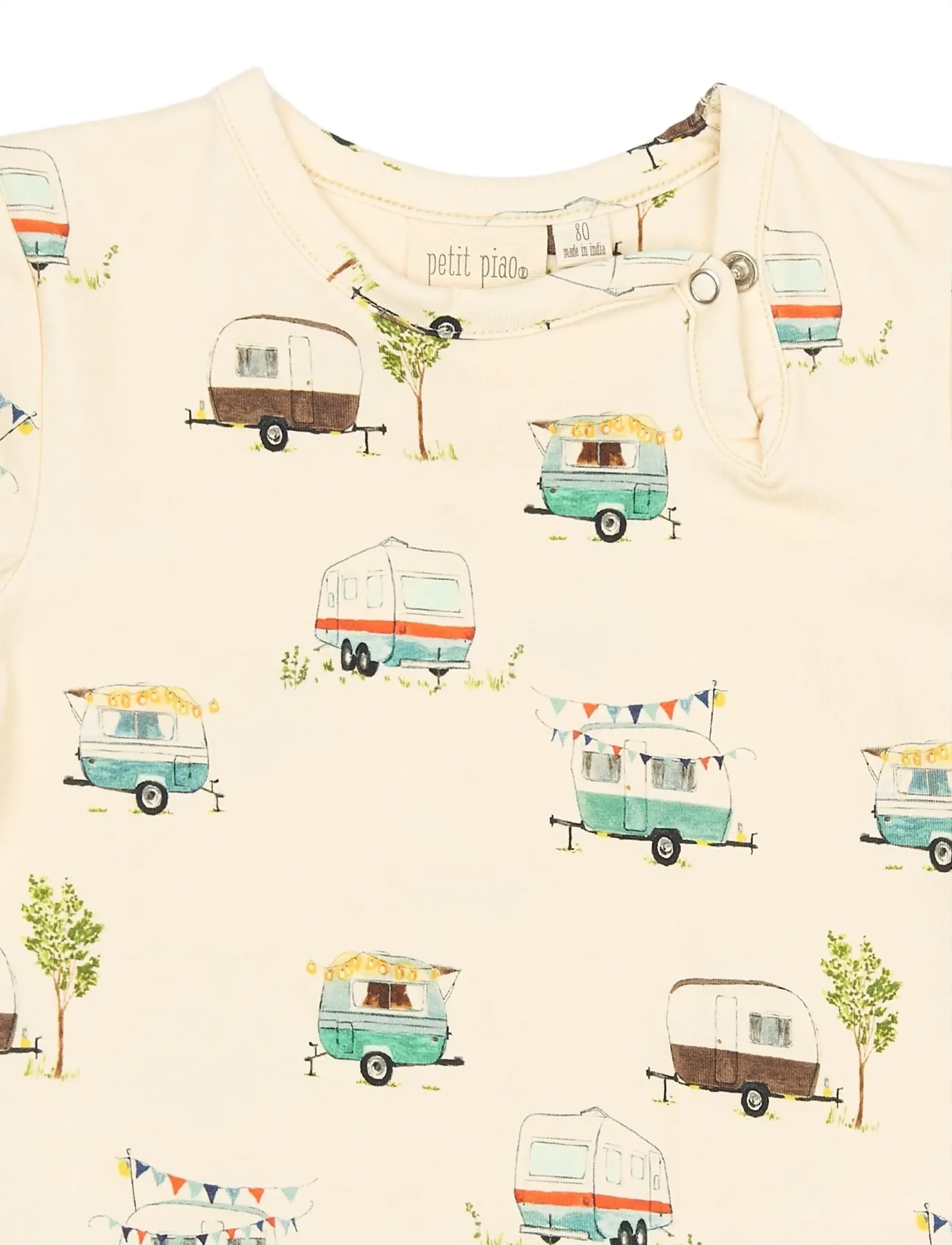 Petit Piao - PPSun S_S Body - lühikeste varrukatega bodid - eggnog camper aop - 2
