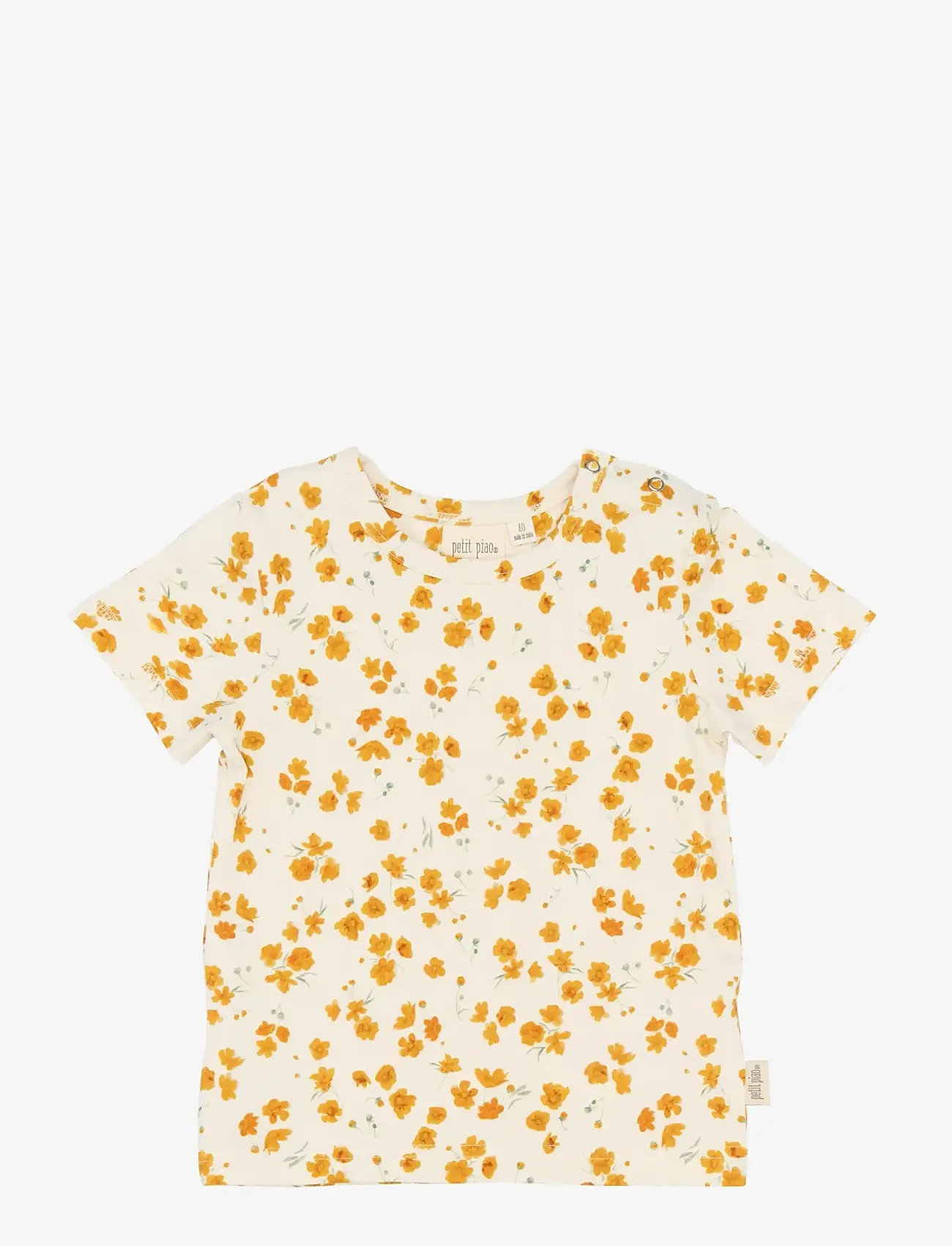 Petit Piao - PPSun S_S Tee - kortærmede t-shirts - eggnog buttercup aop - 1