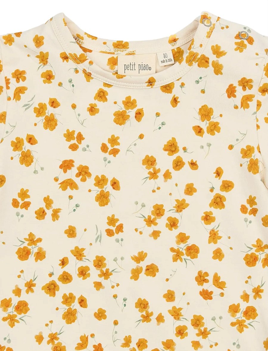 Petit Piao - PPSun S_S Tee - kortärmade t-shirts - eggnog buttercup aop - 3