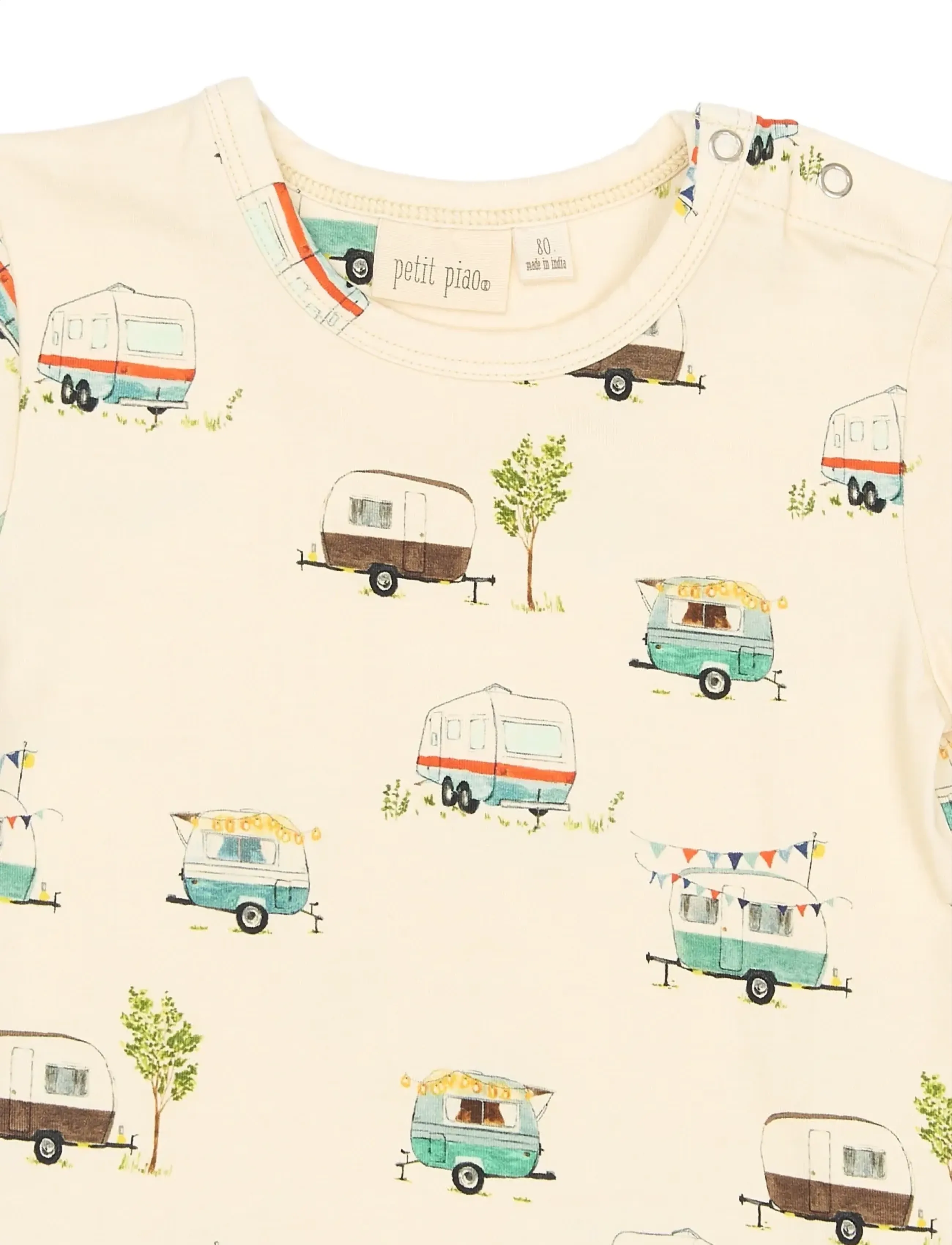 Petit Piao - PPSun S_S Tee - short-sleeved t-shirts - eggnog camper aop - 3