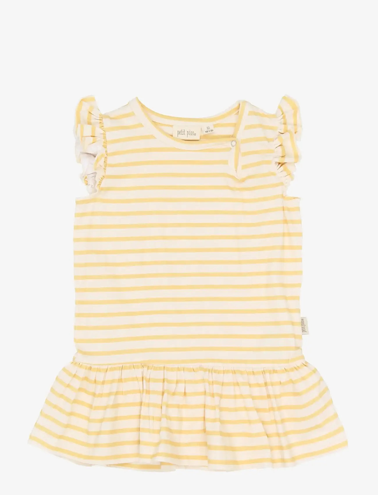 Petit Piao - PPSun S_L Dress - varrukateta beebi kleidid - dusky citron striped - 1