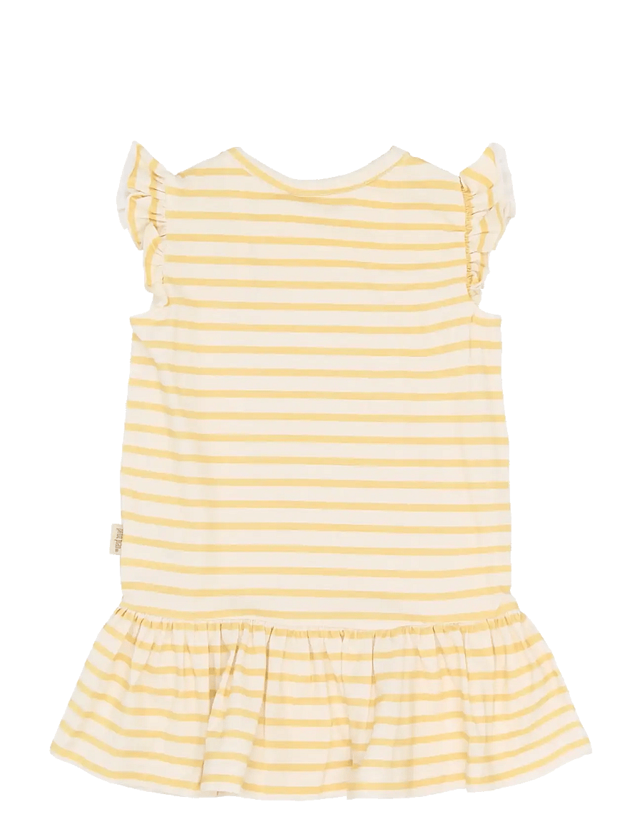 Petit Piao - PPSun S_L Dress - ermalausir barnakjólar - dusky citron striped - 2