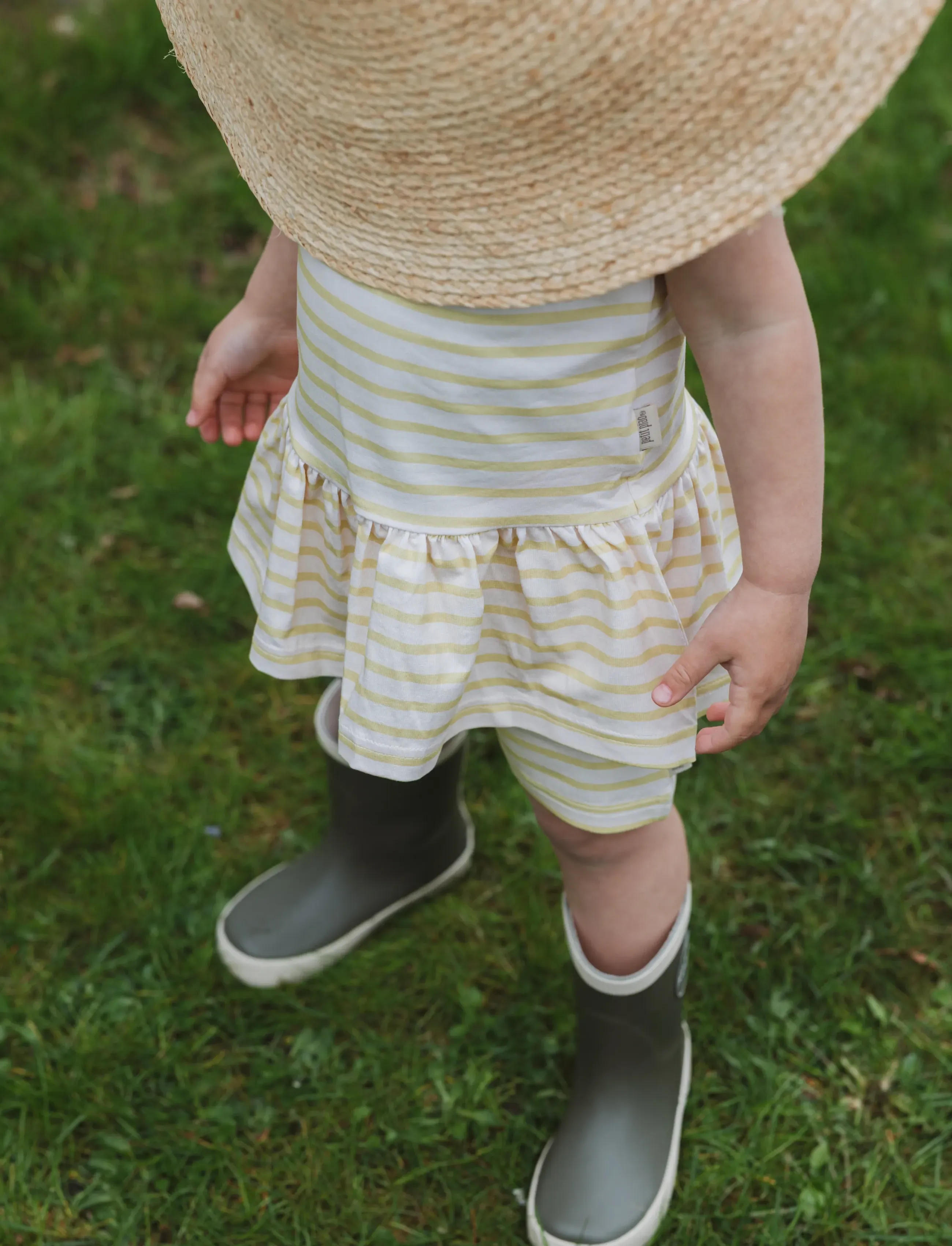 Petit Piao - PPSun S_L Dress - ermalausir barnakjólar - dusky citron striped - 3