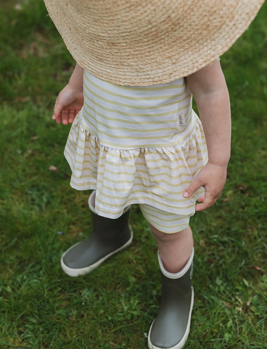Petit Piao - PPSun S_L Dress - ermalausir barnakjólar - dusky citron striped - 3