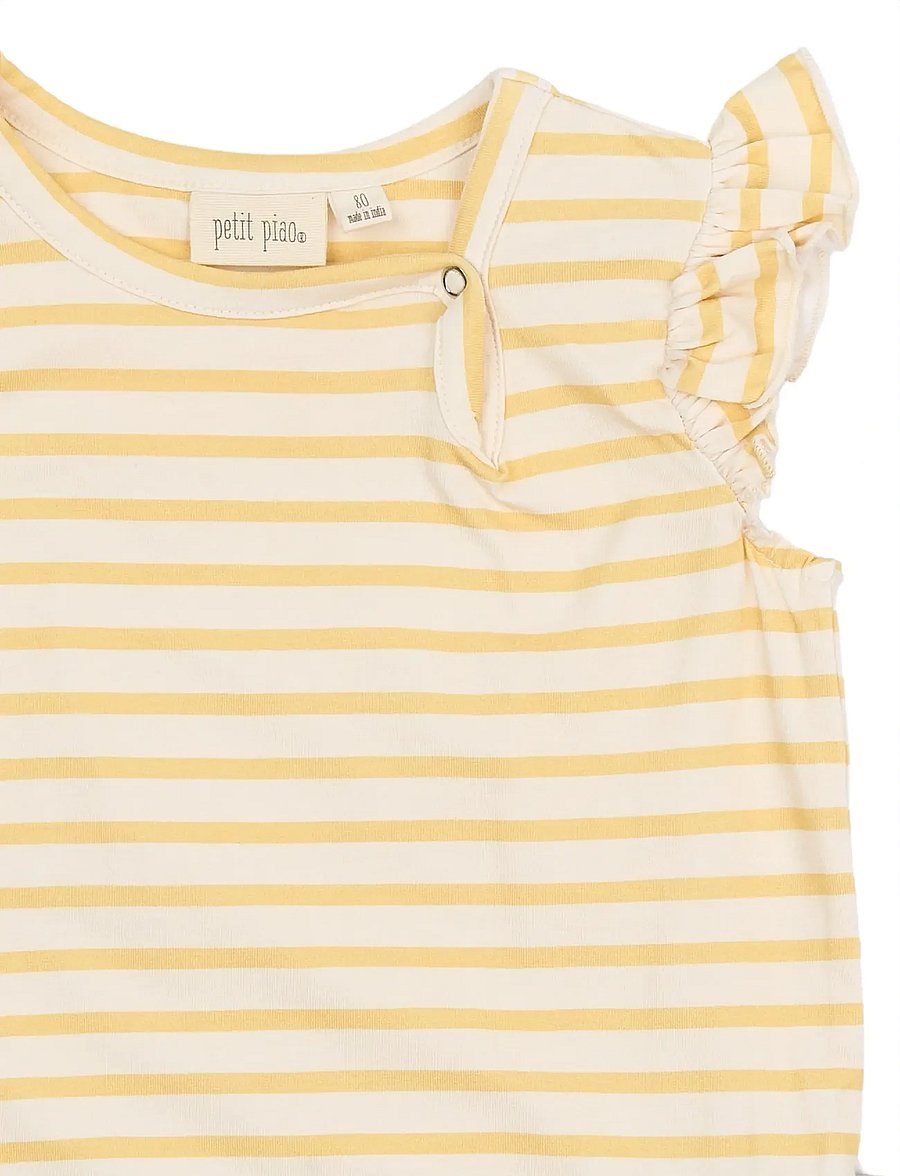 Petit Piao - PPSun S_L Dress - ermalausir barnakjólar - dusky citron striped - 4