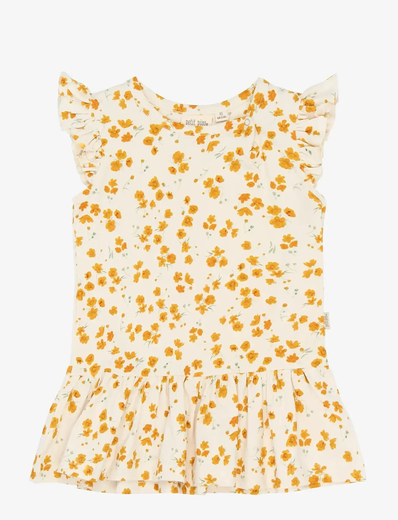 Petit Piao - PPSun S_L Dress - varrukateta beebi kleidid - eggnog buttercup aop - 0