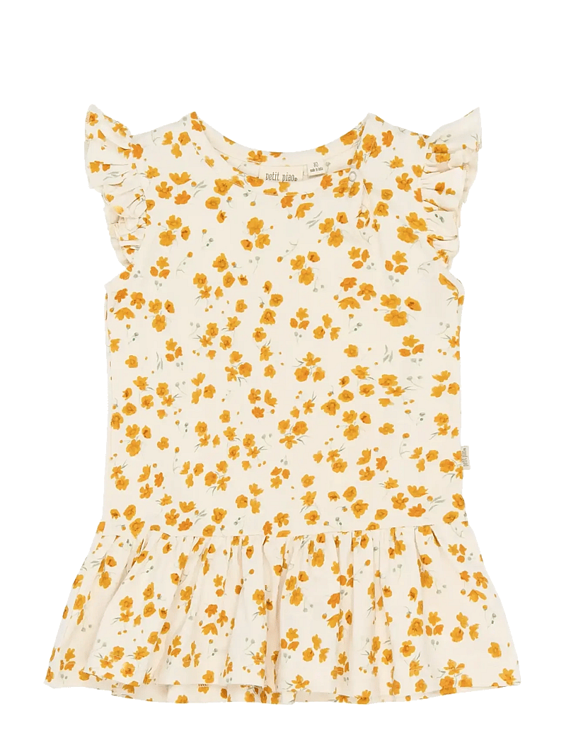 Petit Piao - PPSun S_L Dress - varrukateta beebi kleidid - eggnog buttercup aop - 0