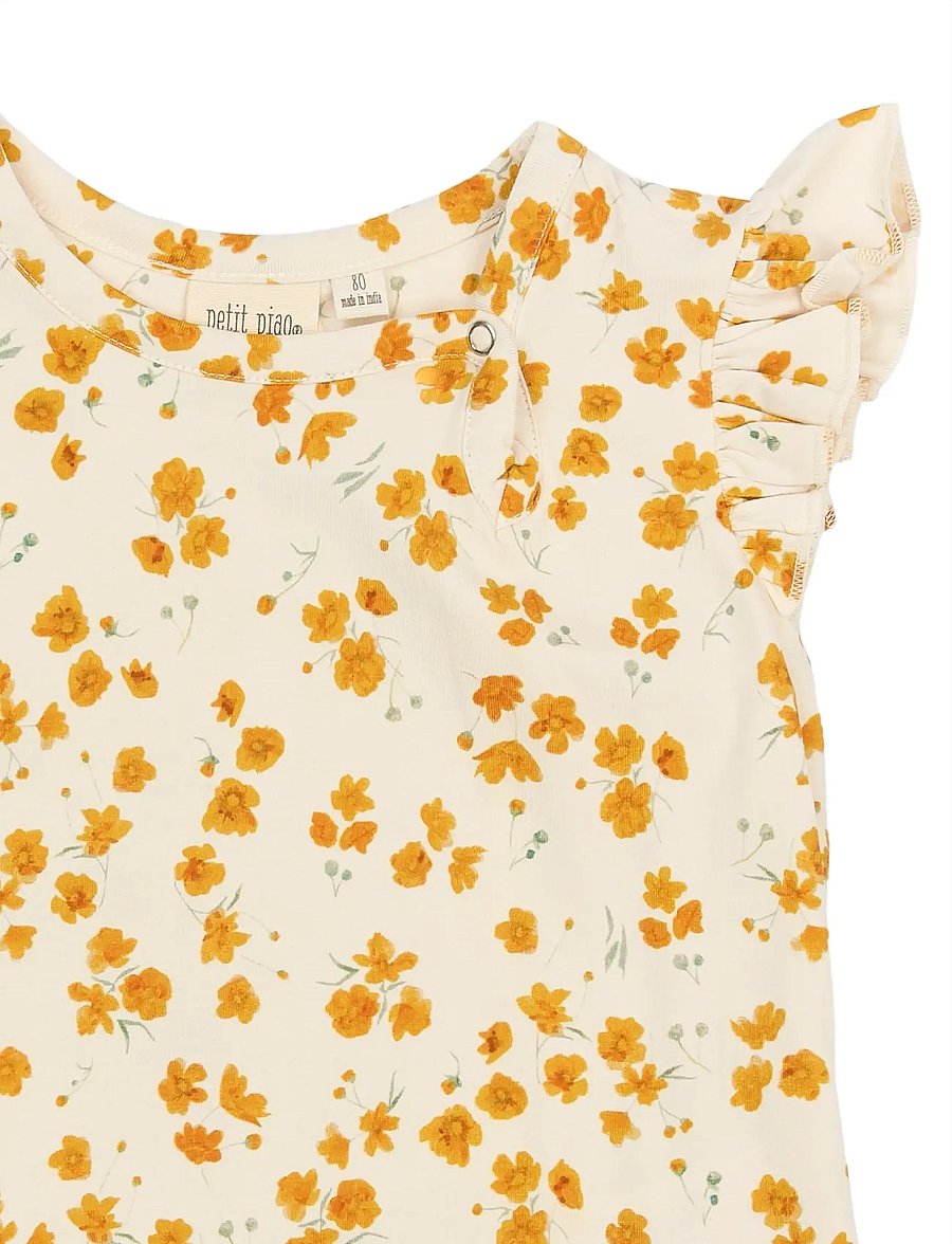 Petit Piao - PPSun S_L Dress - varrukateta beebi kleidid - eggnog buttercup aop - 2