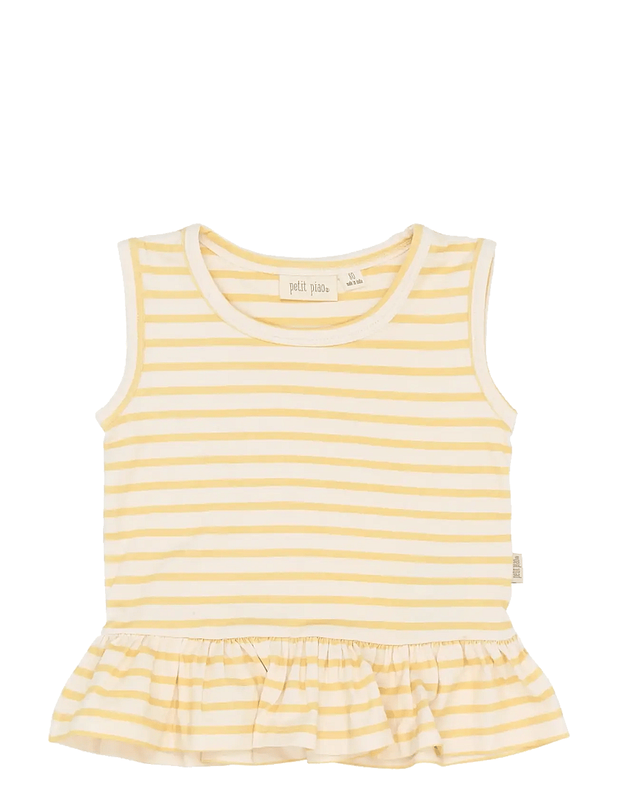 Petit Piao - PPSun S_L Top - hlýrabolir - dusky citron striped - 0