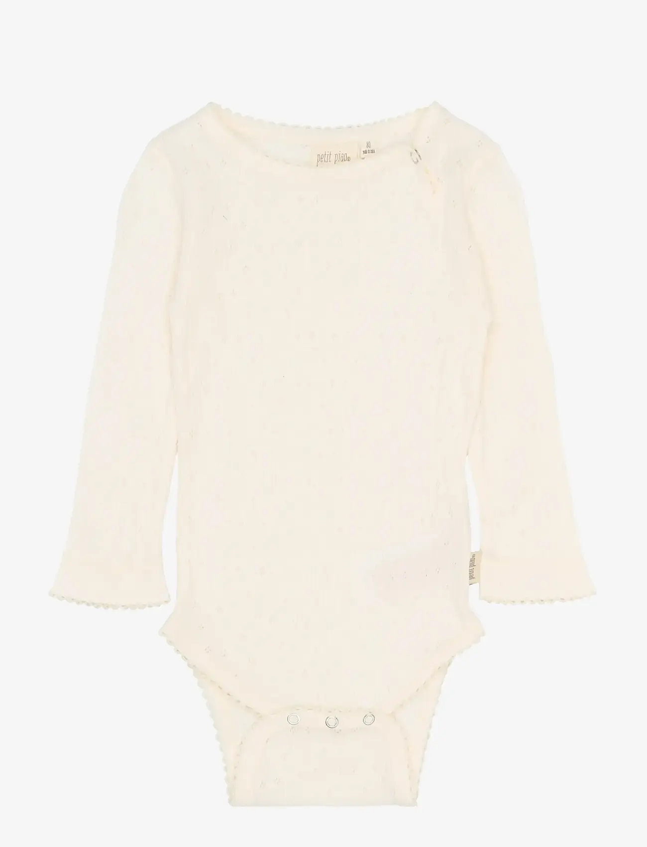 Petit Piao - PPSuze L_S Pointelle Body - langærmede bodyer - eggnog - 0