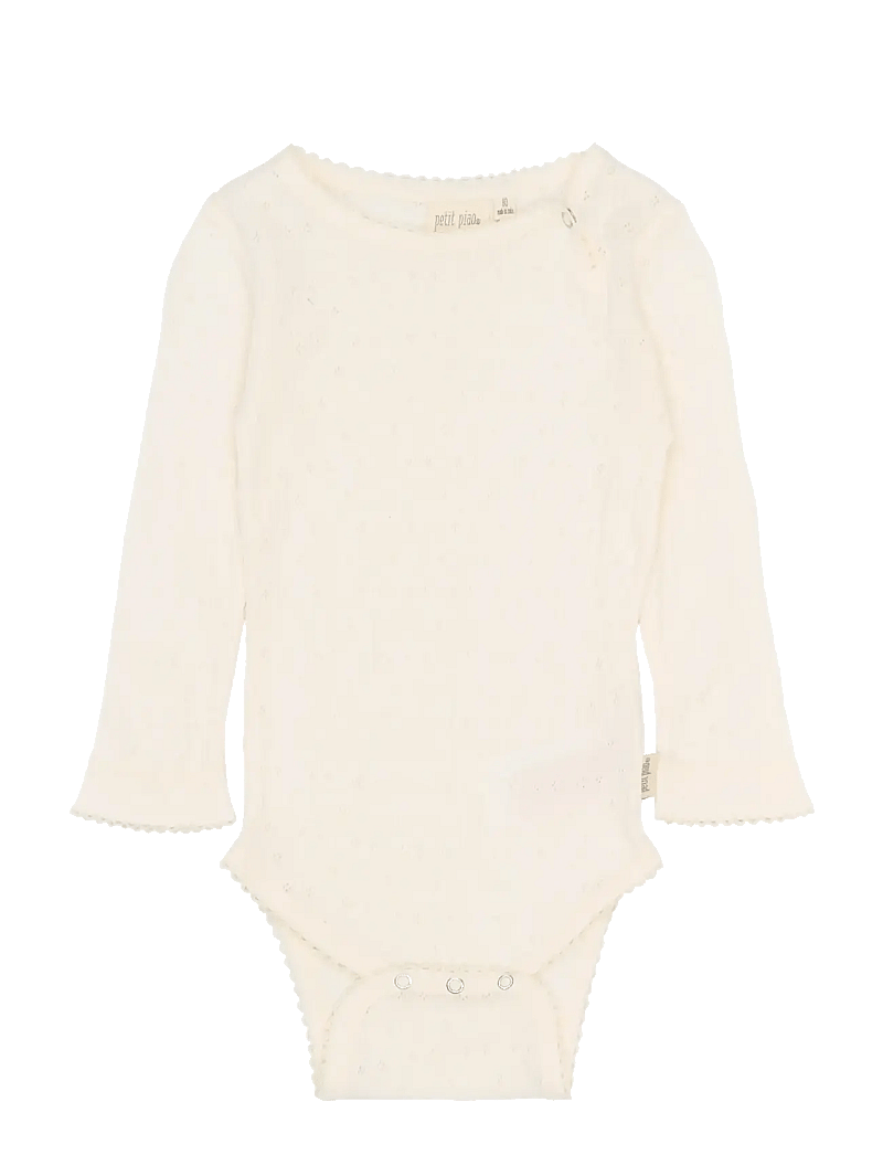 Petit Piao - PPSuze L_S Pointelle Body - langærmede bodyer - eggnog - 0
