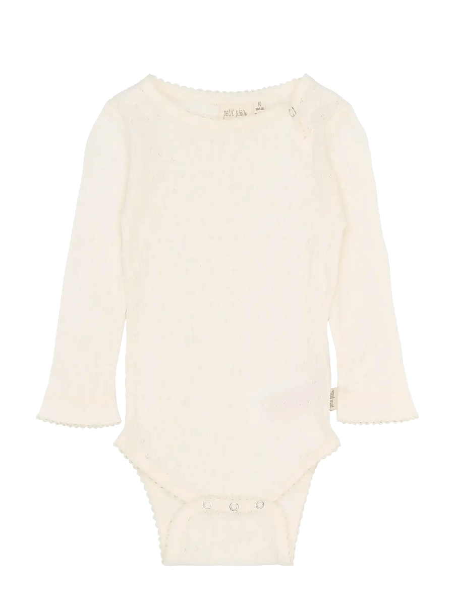 Petit Piao - PPSuze L_S Pointelle Body - langärmelige bodys - eggnog - 0