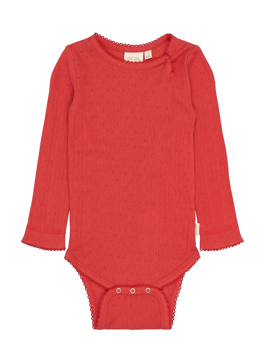 Petit Piao - PPSuze L_S Pointelle Body - långärmade bodies - molten lava - 0
