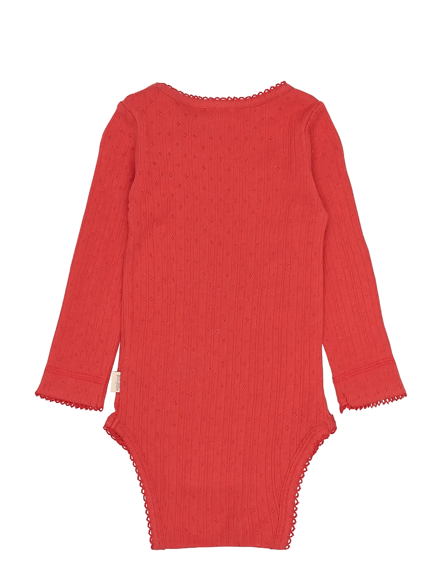 Petit Piao - PPSuze L_S Pointelle Body - långärmade bodies - molten lava - 1