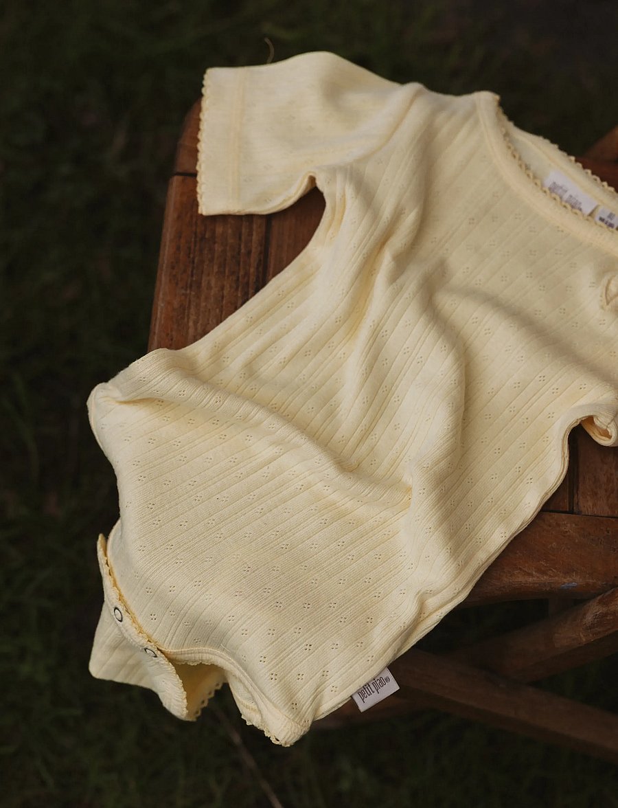 Petit Piao - PPSuze S_S Pointelle Body - mellow yellow - 0