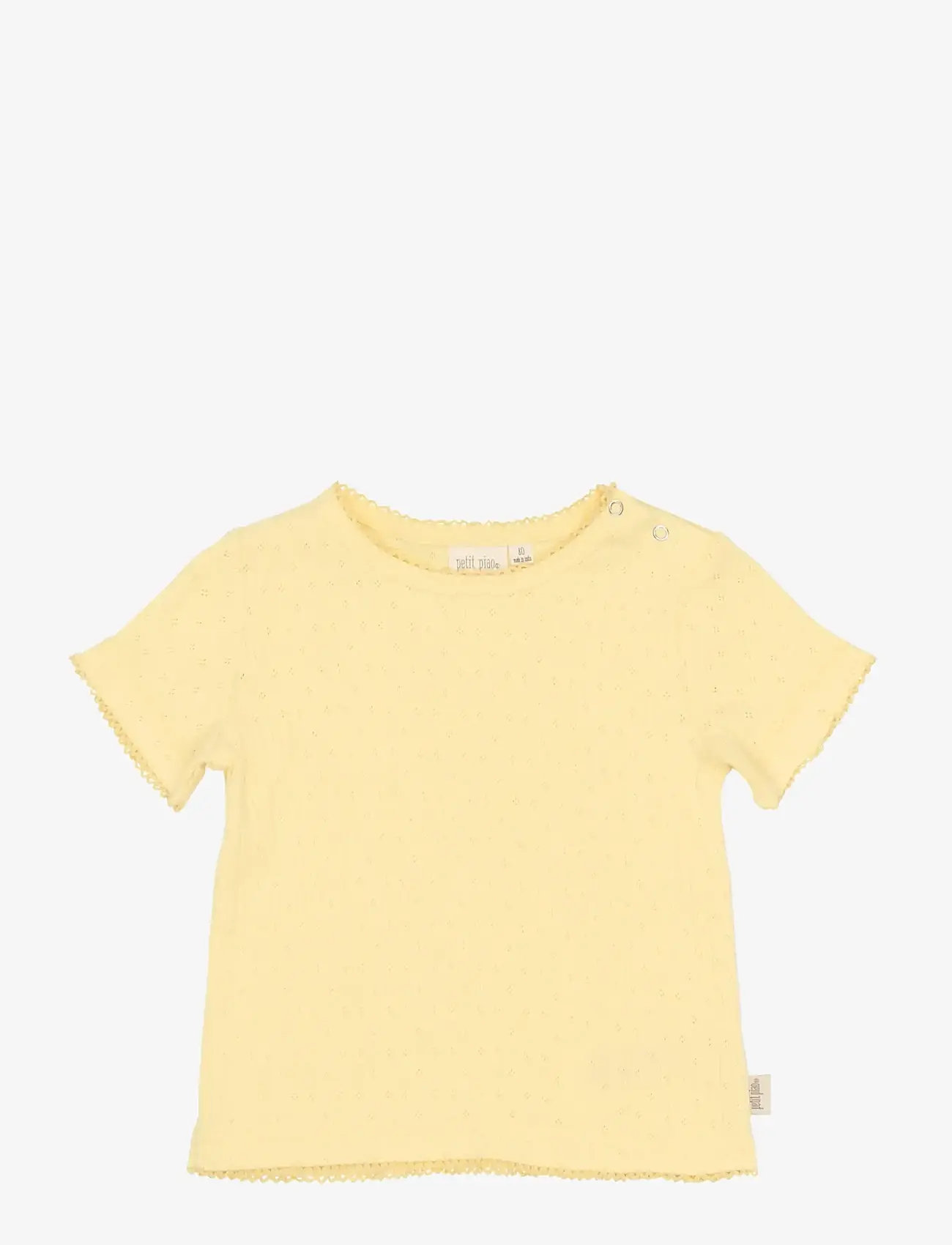 Petit Piao - PPSuze S_S Pointelle Tee - kortærmede t-shirts - mellow yellow - 0