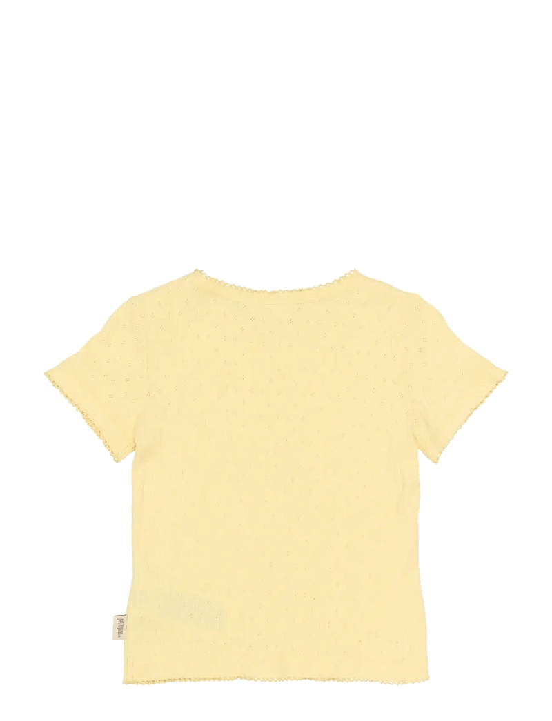 Petit Piao - PPSuze S_S Pointelle Tee - kortærmede t-shirts - mellow yellow - 1