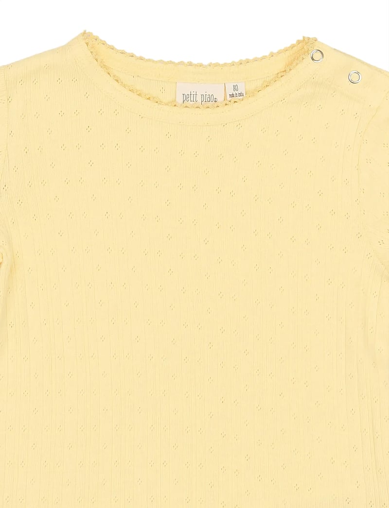 Petit Piao - PPSuze S_S Pointelle Tee - kortærmede t-shirts - mellow yellow - 2