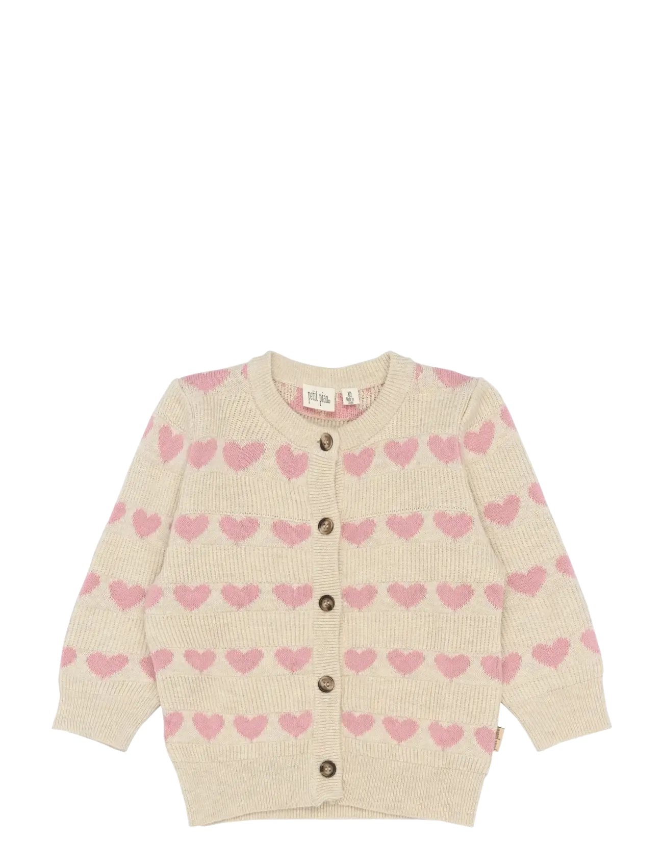 Petit Piao PPElia Knit Cardigan - 4 for 3 - FOG HEART AOP / cream
