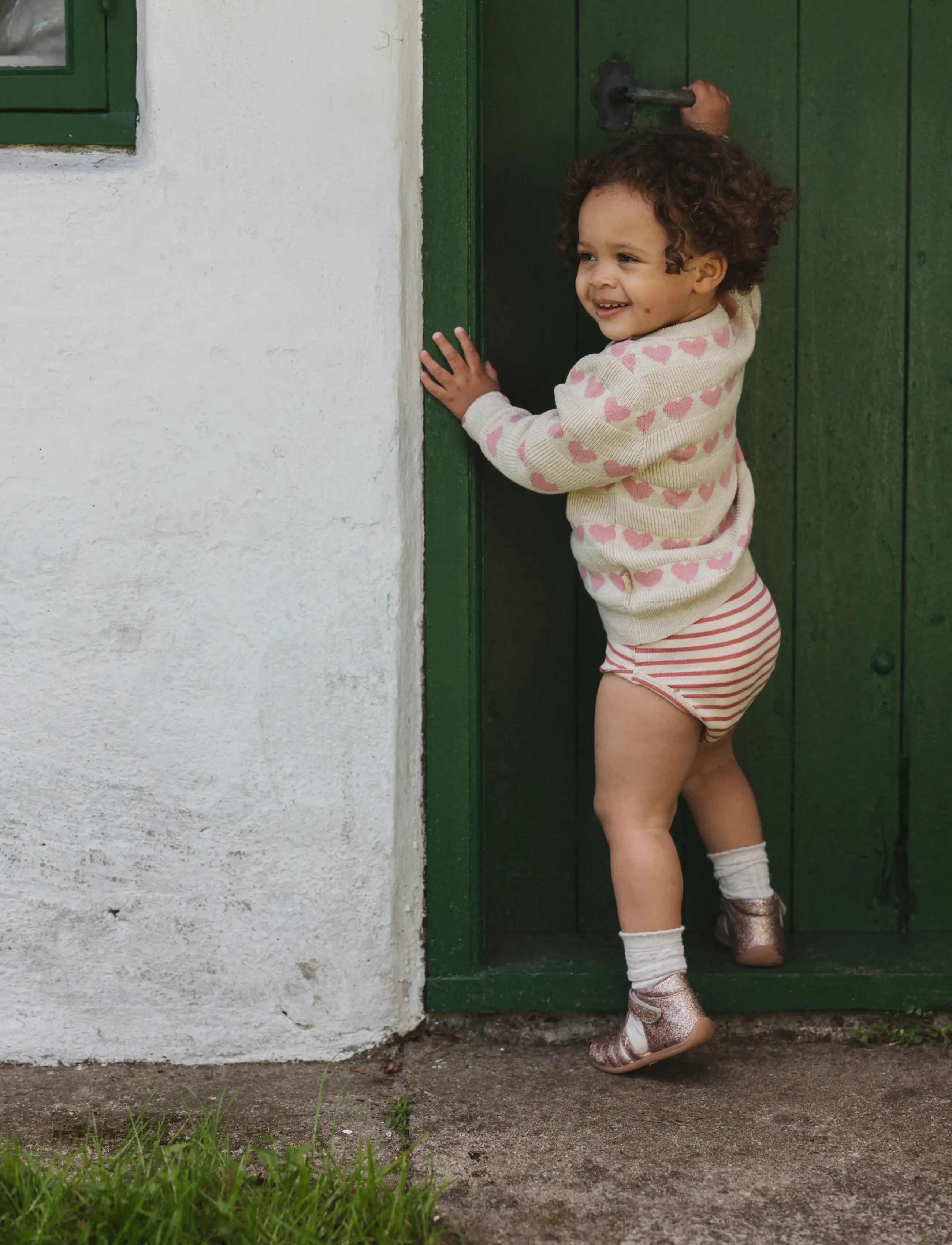 Petit Piao PPElia Knit Cardigan - Neuleet - FOG HEART AOP / cream