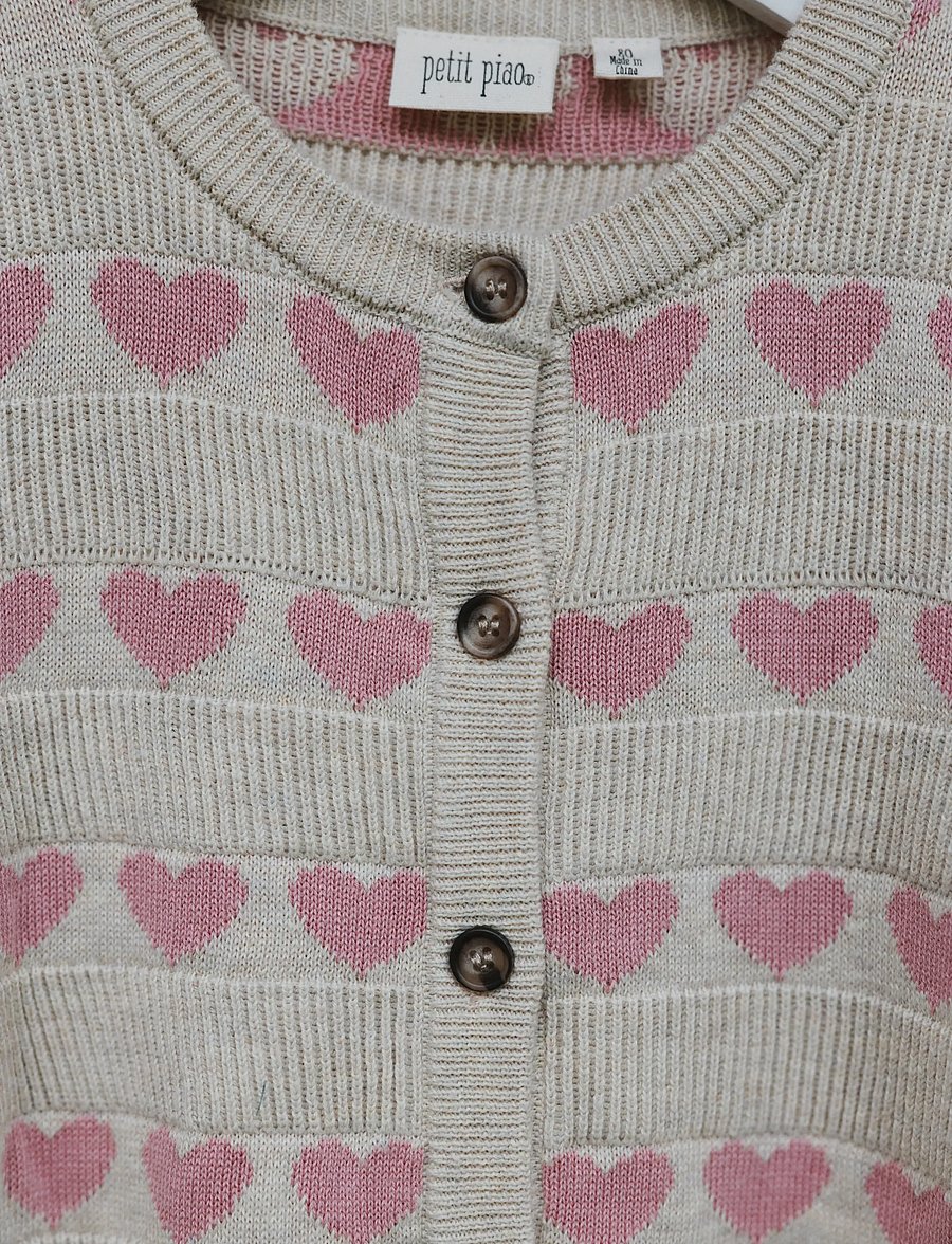 Petit Piao - PPElia Knit Cardigan - cardigans - fog heart aop - 3