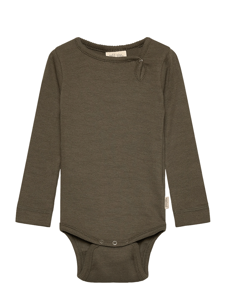 Petit Piao - Body L/S Modal - langärmelige bodys - green leaf - 0