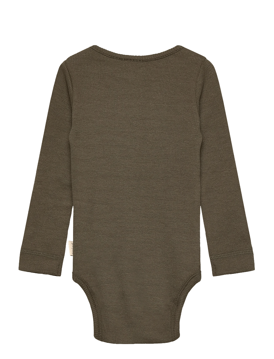 Petit Piao - Body L/S Modal - langärmelige bodys - green leaf - 1