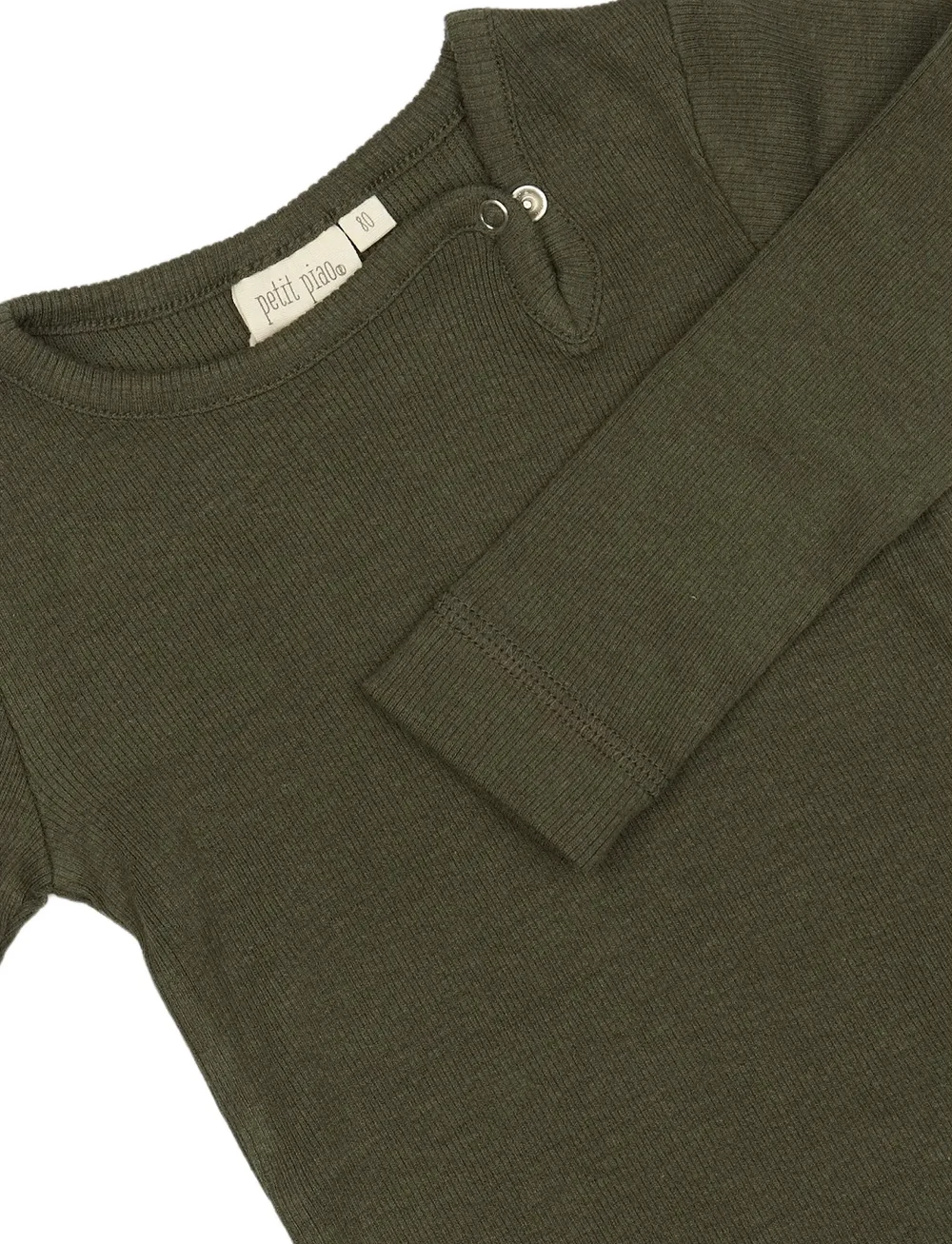 Petit Piao - Body L/S Modal - langärmelige bodys - green leaf - 2