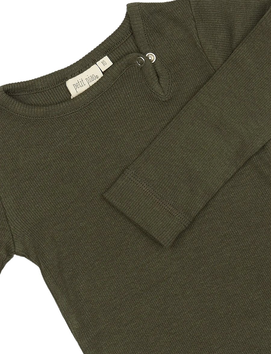 Petit Piao - Body L/S Modal - langärmelige bodys - green leaf - 2
