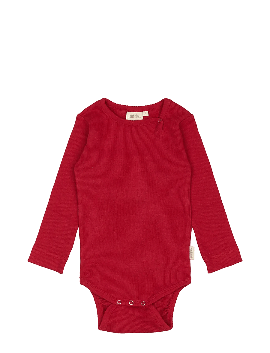 Petit Piao - Body L/S Modal - langärmelige bodys - jet red - 0