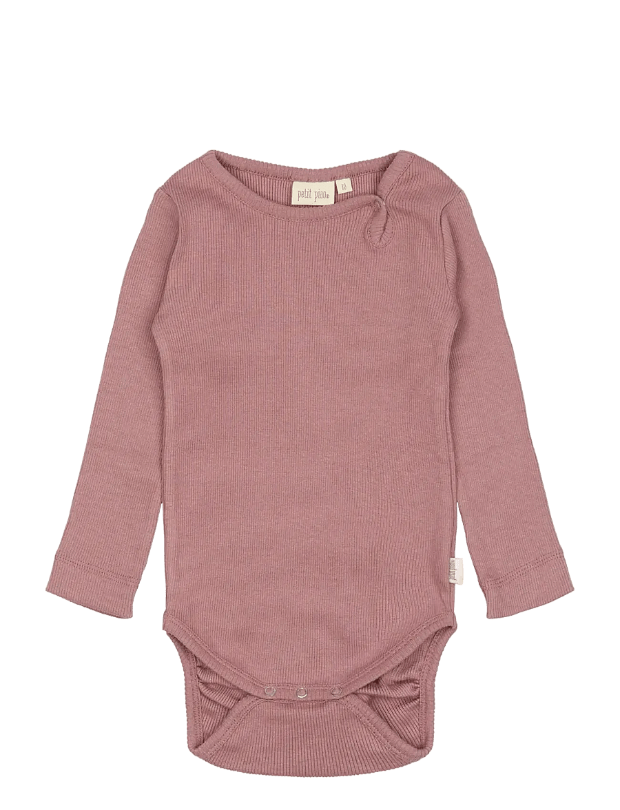 Petit Piao - Body L/S Modal - langærmede bodyer - nostalgia rose - 0