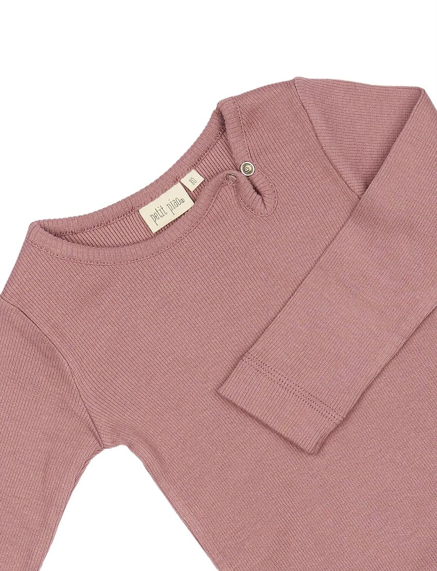 Petit Piao - Body L/S Modal - langærmede bodyer - nostalgia rose - 2